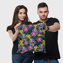 Подушка квадратная Цветы Фиолетовые Пионы, цвет: 3D-принт — фото 2