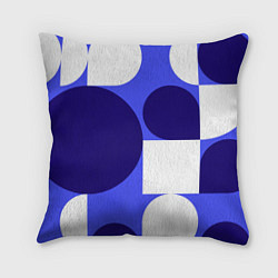 Подушка квадратная Абстрактный набор геометрических фигур - Синий фон