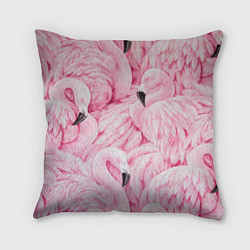 Подушка квадратная Pink Flamingos, цвет: 3D-принт