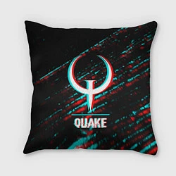 Подушка квадратная Quake в стиле glitch и баги графики на темном фоне, цвет: 3D-принт