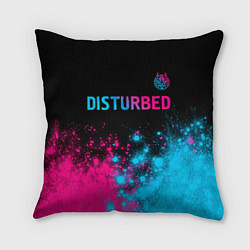 Подушка квадратная Disturbed - neon gradient: символ сверху