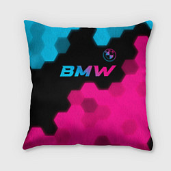 Подушка квадратная BMW - neon gradient: символ сверху