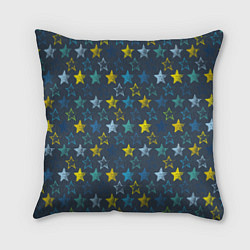 Подушка квадратная Парад звезд на синем фоне, цвет: 3D-принт