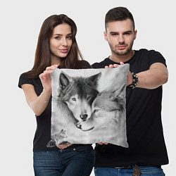 Подушка квадратная Love: Волк и волчица, цвет: 3D-принт — фото 2