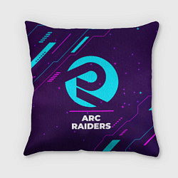 Подушка квадратная Символ ARC Raiders в неоновых цветах на темном фон