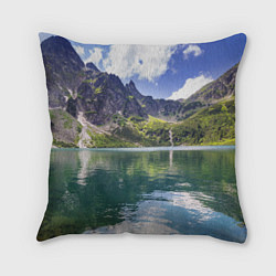 Подушка квадратная Прозрачное горное озеро, цвет: 3D-принт