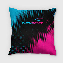 Подушка квадратная Chevrolet - neon gradient: символ сверху, цвет: 3D-принт