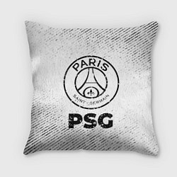 Подушка квадратная PSG с потертостями на светлом фоне