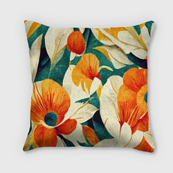 Подушка квадратная Винтажный цветочный рисунок, цвет: 3D-принт
