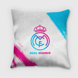 Подушка квадратная Real Madrid neon gradient style