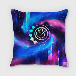 Подушка квадратная Blink 182 неоновый космос, цвет: 3D-принт