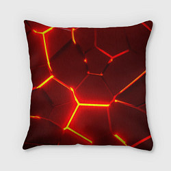 Подушка квадратная Красные неоновые геометрические плиты