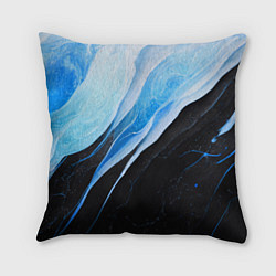 Подушка квадратная Тёмно-синий мрамор, цвет: 3D-принт