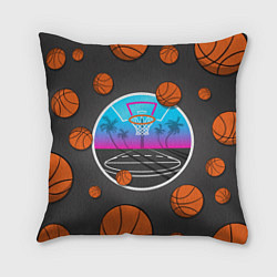 Подушка квадратная Летящие баскетбольные мячики, цвет: 3D-принт