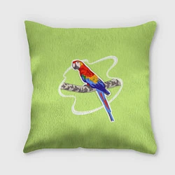 Подушка квадратная Яркий попугай Ара, цвет: 3D-принт