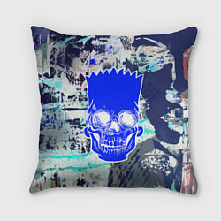 Подушка квадратная Синий череп Барта Симпсона, цвет: 3D-принт
