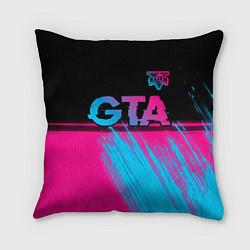Подушка квадратная GTA - neon gradient: символ сверху