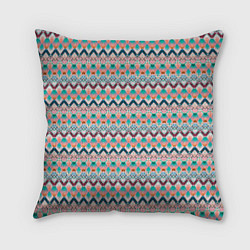 Подушка квадратная Многоцветный полосатый восточный орнамент, цвет: 3D-принт