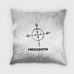 Подушка квадратная Megadeth с потертостями на светлом фоне