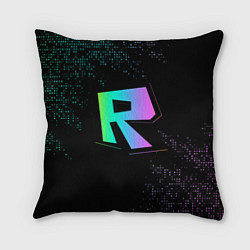 Подушка квадратная Roblox logo neon