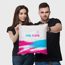 Подушка квадратная Pink Floyd neon gradient style: символ сверху, цвет: 3D-принт — фото 2