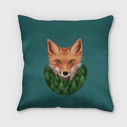 Подушка квадратная Рыжая лиса в лесу, цвет: 3D-принт