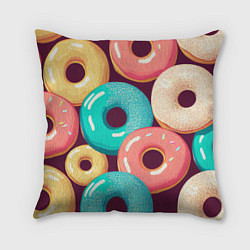 Подушка квадратная Пончики и только пончики, цвет: 3D-принт
