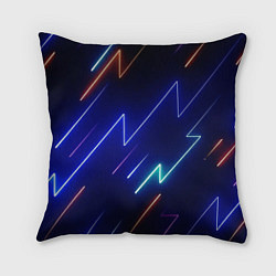 Подушка квадратная Неоновые изогнутые линии, цвет: 3D-принт
