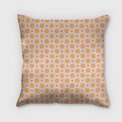 Подушка квадратная Цветочки пастельного цвета, цвет: 3D-принт