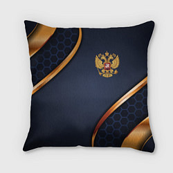 Подушка квадратная Blue & gold герб России, цвет: 3D-принт
