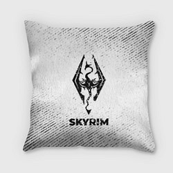 Подушка квадратная Skyrim с потертостями на светлом фоне, цвет: 3D-принт