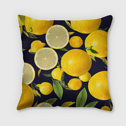 Подушка квадратная Лимонные дольки, цвет: 3D-принт