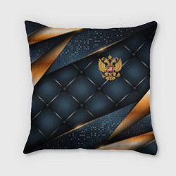 Подушка квадратная Золотой герб России на объемном фоне, цвет: 3D-принт
