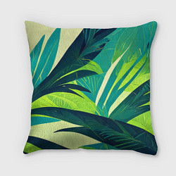 Подушка квадратная Яркие тропические листья пальмы