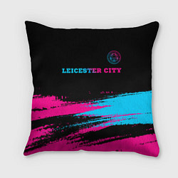 Подушка квадратная Leicester City - neon gradient: символ сверху