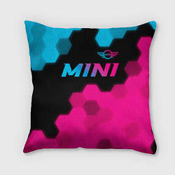 Подушка квадратная Mini - neon gradient: символ сверху, цвет: 3D-принт