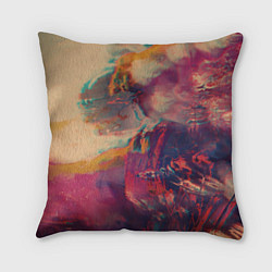 Подушка квадратная Множество красок - Розовый, красный, жёлтый, цвет: 3D-принт