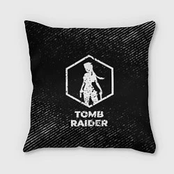 Подушка квадратная Tomb Raider с потертостями на темном фоне, цвет: 3D-принт