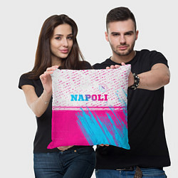 Подушка квадратная Napoli neon gradient style: символ сверху, цвет: 3D-принт — фото 2