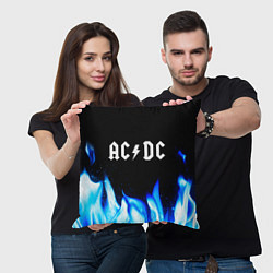 Подушка квадратная AC DC blue fire, цвет: 3D-принт — фото 2