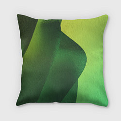 Подушка квадратная Зелёные абстрактные волны