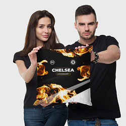 Подушка квадратная Chelsea legendary sport fire, цвет: 3D-принт — фото 2