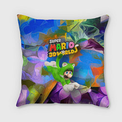 Подушка квадратная Luigi cat - Super Mario 3D World - Nintendo, цвет: 3D-принт