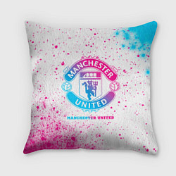 Подушка квадратная Manchester United neon gradient style