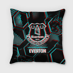 Подушка квадратная Everton FC в стиле glitch на темном фоне