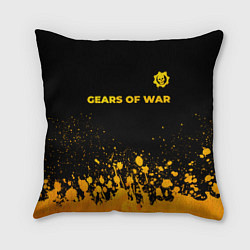 Подушка квадратная Gears of War - gold gradient: символ сверху, цвет: 3D-принт