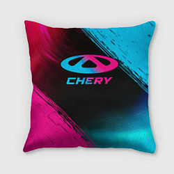 Подушка квадратная Chery - neon gradient, цвет: 3D-принт