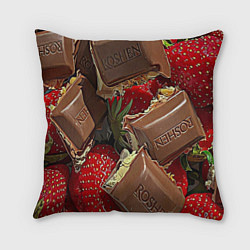 Подушка квадратная Клубника и шоколад Рошен, цвет: 3D-принт