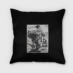 Подушка квадратная Человек-бензопила Дэндзи и Пауэр постер, цвет: 3D-принт