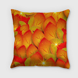 Подушка квадратная Осенние желтые листья, цвет: 3D-принт